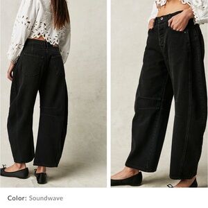 EUC We the Free Good luck mid rise barrel jeans in soundwave black